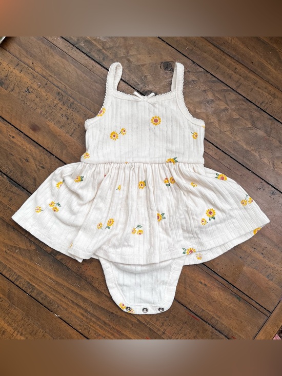 Old Navy Other - Old Navy White Baby Sunflower Onsie Dress